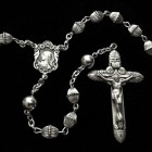 All Sterling 7mm Fluted Rosary with Immaculate Heart Centerpiece