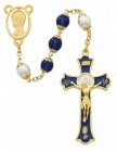 Blue Enamel and Glass First Communion Rosary