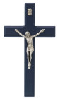 Blue Painted Wood Crucifix 6.75 Inches