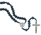 Blue Wood Bead Saint Michael Rosary