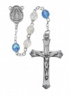 Blue and White Bead Rosary with Enamel Floral Tips