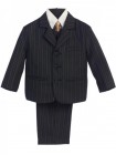 Boy's 5 Piece Black and Gold Pinstripe Suit with Gold Tie