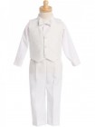 Boy's White 4-Piece Embroidered Jacquard Vest Set
