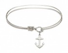 Cable Bangle Bracelet with a Anchor Charm