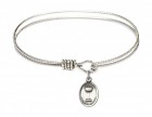 Cable Bangle Bracelet with an Oval Chalice Charm