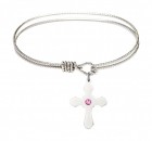 Cable Bangle Bracelet with a Cross Charm