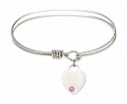 Cable Bangle Bracelet with a Heart Charm