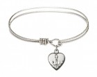 Cable Bangle Bracelet with a Heart Confirmation Charm