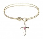 Cable Bangle Bracelet with a Loop Cross Charm