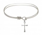 Cable Bangle Bracelet with a Maltese Cross Charm