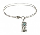 Cable Bangle Bracelet with a Miraculous Charm