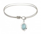 Cable Bangle Bracelet with a Miraculous Leaf Charm
