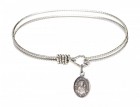 Cable Bangle Bracelet with Our Lady of Czestochowa Charm