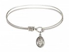 Cable Bangle Bracelet with Our Lady of Fatima Charm
