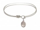 Cable Bangle Bracelet with Our Lady of Grapes Charm