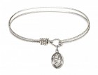 Cable Bangle Bracelet with Our Lady of Lourdes Charm