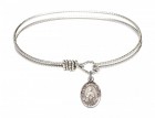 Cable Bangle Bracelet with Our Lady of Rosa Mystica Charm