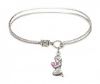 Cable Bangle Bracelet with a Praying Girl Charm