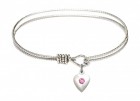 Cable Bangle Bracelet with a Puff Heart Charm