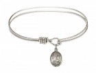 Cable Bangle Bracelet with a Saint Albert the Great Charm
