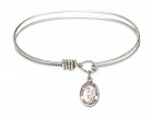 Cable Bangle Bracelet with a Saint Margaret Mary Alacoque Charm