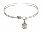 Cable Bangle Bracelet with a Saint Therese of Lisieux Charm