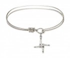 Cable Bangle Bracelet with a Textured Saint Brigid Cross Charm
