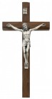 Carved Walnut Wall Crucifix, 10 Inch