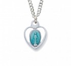 Child Size Blue Heart Sterling Silver Miraculous Medal