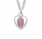 Child Size Pink Heart Sterling Silver Miraculous Medal