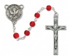 Confirmation Rosary Red Glass Beads 6mm