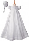Cotton Embroidered Short Sleeve Long Christening Gown