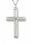 Cross Necklace in Pewter with Bright Cut Accents