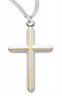 Cross Pendant Gold Plated Sterling Silver Two Tone