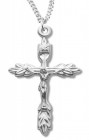 Laurel Leaf Crucifix Medal Sterling Silver