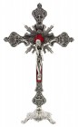 Ornate Standing Crucifix with Silver Base