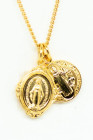 Dainty Double Pendant Gold Miraculous Medal and St Benedict Medal Set