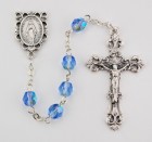 December Light Blue Aurora Glass Bead Rosary