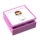First Communion Keepsake Box for Girl with Glitter Outline