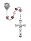 Floral Accent Pink Crystal Rosary