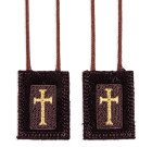 Genuine Brown Wool Scapular with Latin Cross