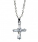 Girls Crystal Clear Cross Necklace
