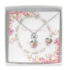Girls Flower and Angel Bracelet and Necklace Gift Set