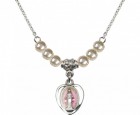 Girl's Miraculous Medal with Faux Pearl Necklace