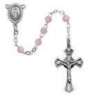 Girl's Rosary with 3mm Pink Glass Beads