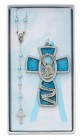 Guardian Angel Cross with Baby Rosary Set - Boy