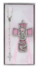 Guardian Angel Cross with Baby Rosary Set - Girl