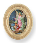 Guardian Angel Small 4.5 Inch Oval Framed Print