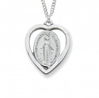 Heart Shaped Miraculous Medal Sterling or Pewter