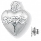 Heart Shaped Sacred Heart with Thorns Lapel Pin Sterling Silver
